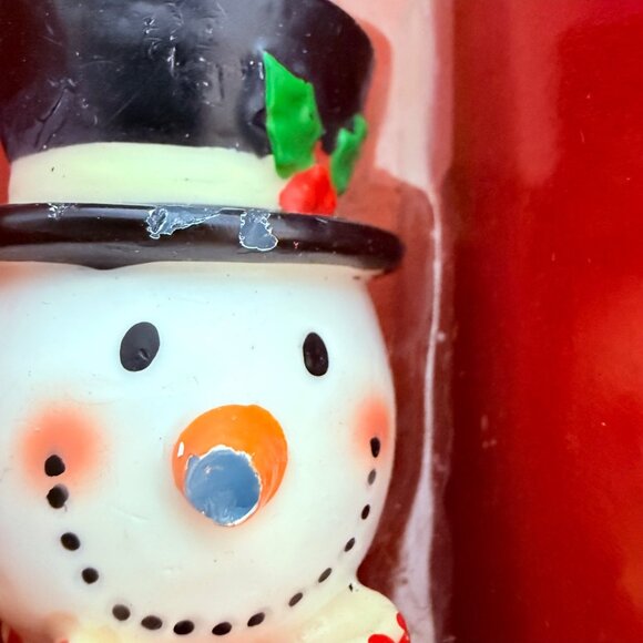 Vintage Christmas Snowman Taper Candles Blue Set of 2 Nostalgic Holiday Decor - Picture 8 of 12